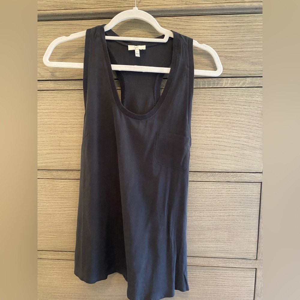 Joie Silk racerback tank with front pocket in black size small
